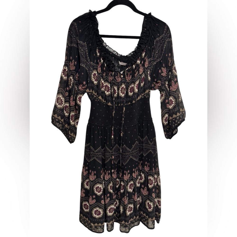 Zara Basic Boho Floral Smocked Dress - Size L - Picture 7 of 15